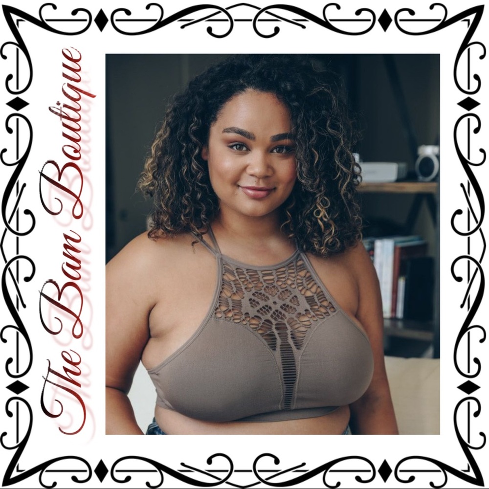 Ladies/Plus Size Floral Cutout Croptop/Bralette